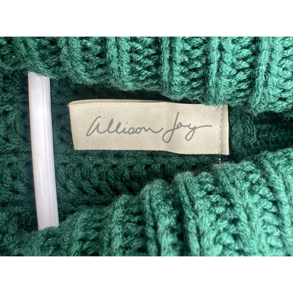 Allison Joy Sweater‎ Womens Medium Green Acrylic Cable Knit Ribbed Turtleneck
